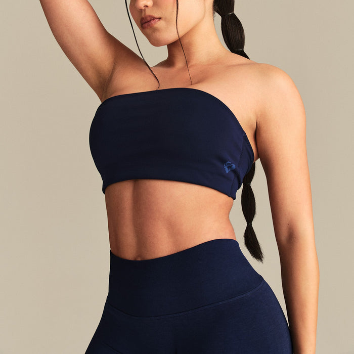 Essential Twist Back Bandeau Bra | Sapphire Blue