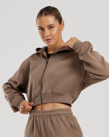 Comfort Cropped Full Zip Hoodie | Caribou