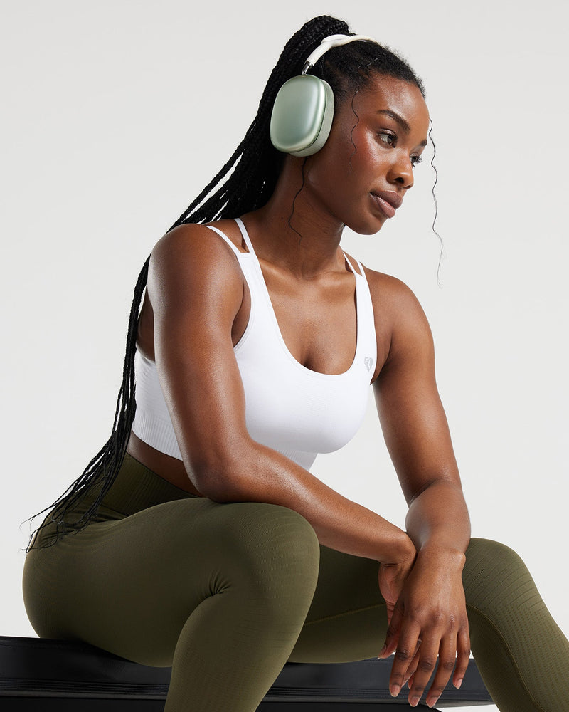 Power Seamless Sports Bra | White