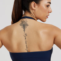 Power Seamless Halter Neck Bra | Sapphire Blue