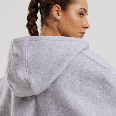 Comfort Oversized Zip-Up Hoodie | Silver Grey Marl