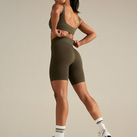 Power Seamless Cycling Shorts | Dark Olive