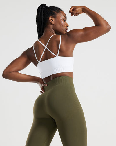 Power Seamless Sports Bra | White