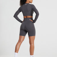Power Seamless Long Sleeve Crop Top | Graphite