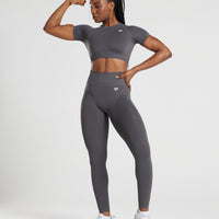 Power Seamless Short Sleeve Crop Top | Graphite