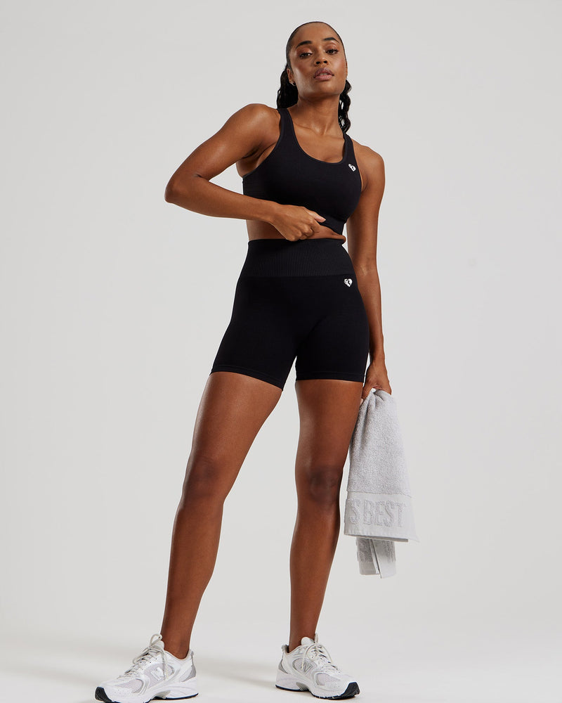 Power Seamless Adjustable Sports Bra | Black