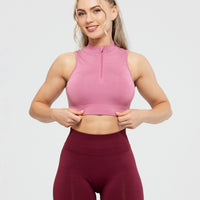 Define Seamless Half Zip Crop Tank | Heather Rose