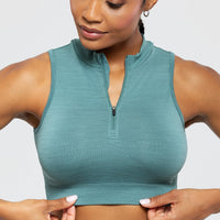Define Seamless Half Zip Crop Tank | Sea Pine