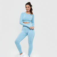 Move Seamless Long Sleeve Crop Top | Blue Marl
