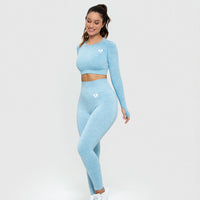Move Seamless Long Sleeve Crop Top | Blue Marl