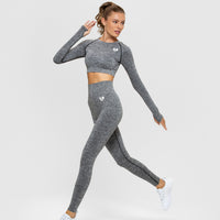 Move Seamless Long Sleeve Crop Top | Grey Marl