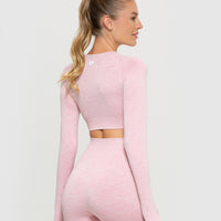 Move Seamless Long Sleeve Crop Top | Light Pink Marl