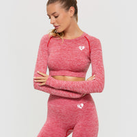 Move Seamless Long Sleeve Crop Top | Red Marl
