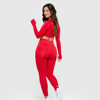 Power Seamless Long Sleeve Crop Top | Red