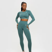 Power Seamless Long Sleeve Crop Top | Sea Pine