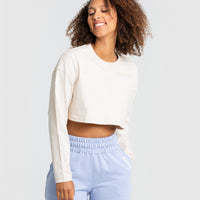 Comfort Oversized Cropped Long Sleeve T-Shirt | Sand