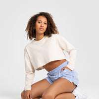 Comfort Oversized Cropped Long Sleeve T-Shirt | Sand
