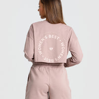 Comfort Oversized Cropped Long Sleeve T-Shirt | Taupe