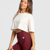 Comfort Oversized Cropped Short Sleeve T-Shirt | Sand