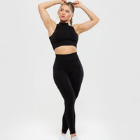 Define Seamless Half Zip Crop Tank | Black