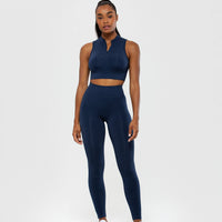 Define Seamless Half Zip Crop Tank | Sapphire Blue