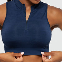 Define Seamless Half Zip Crop Tank | Sapphire Blue