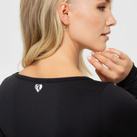 Essential Long Sleeve Scoop Neck Bodysuit | Black