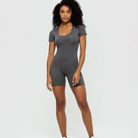 Essential Short Sleeve Unitard | Graphite