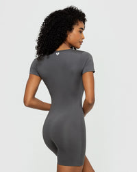 Essential Short Sleeve Unitard | Graphite
