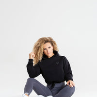 True Mesh Cropped Hoodie | Black