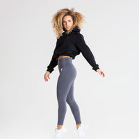 True Mesh Cropped Hoodie | Black