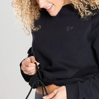 True Mesh Cropped Hoodie | Black