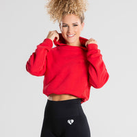 True Mesh Cropped Hoodie | Red