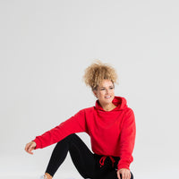True Mesh Cropped Hoodie | Red