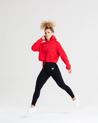 True Mesh Cropped Hoodie | Red
