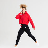 True Mesh Cropped Hoodie | Red