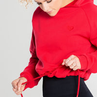 True Mesh Cropped Hoodie | Red